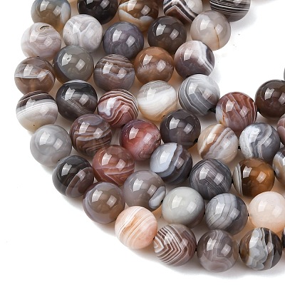 Natural Botswana Agate Beads Strands G-G453-A01-10mm-1