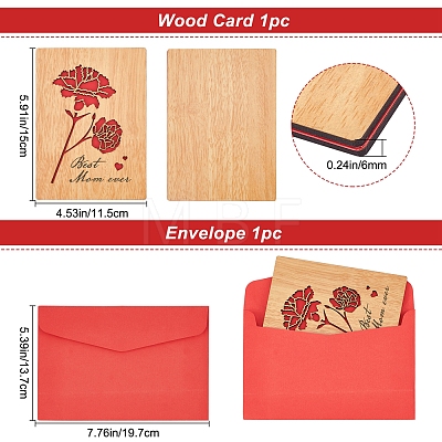 CRASPIRE Rectangle with Pattern Wooden Greeting Cards DIY-CP0006-75E-1