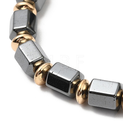 Synthetic Non-Magnetic Hematite Column Beaded Stretch Bracelets BJEW-E080-04B-1