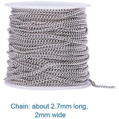 304 Stainless Steel Curb Chains Necklaces Making STAS-PH0015-01-1