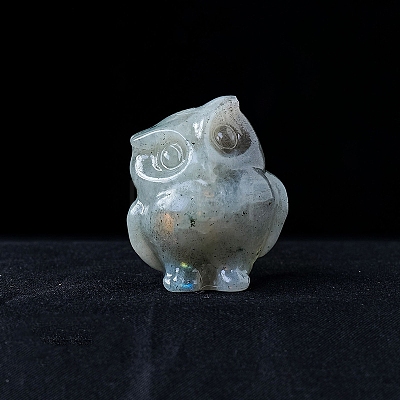 Natural Labradorite Carved Healing Owl Figurines PW-WG13335-03-1