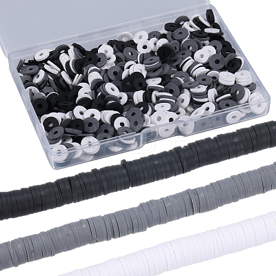 3 Strands 3 Colors Flat Round Handmade Polymer Clay Beads CLAY-SC0001-68A-1