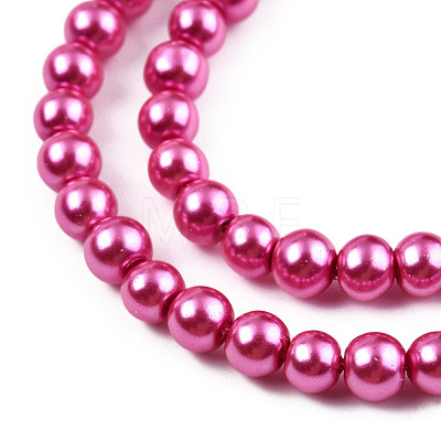 Baking Painted Pearlized Glass Pearl Round Bead Strands HY-Q003-4mm-10-1