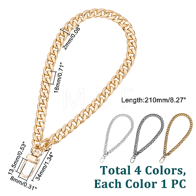 WADORN 4Pcs 4 Colors Alloy Chain Wristlet Bag Handles FIND-WR0004-87-1