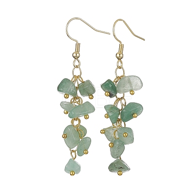 Natural Green Aventurine Chips Dangle Earrings EJEW-JE05266-05-1