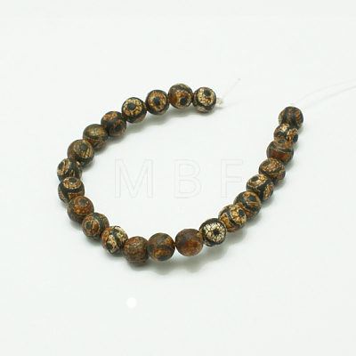 Tibetan Style 3-Eye dZi Beads G-K166-04-6mm-L2-1