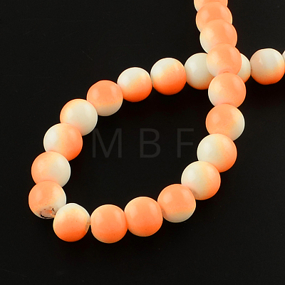 Two-Color Baking Painted Glass Bead Strands DGLA-R050-6mm-23-1
