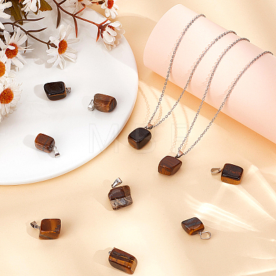 20Pcs Natural Tiger Eye Pendants G-BBC0001-50C-1