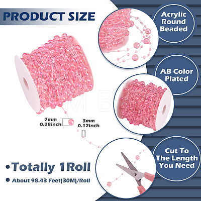Acrylic Round Beaded Link Chains DIY-MB0007-001E-1