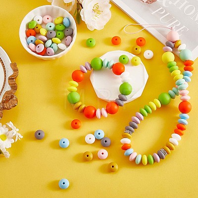 100Pcs 12MM Silicone Abacus Beads Silicone Beads Bulk Colorful Spacer Beads Silicone Bead Kit for Keychains Bracelets Necklaces DIY Crafts Making JX320A-1