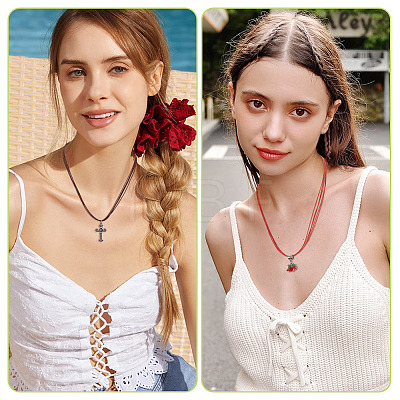 6Pcs 3 Colors 1MM Polyester&Cotton Waxed Cord 5-Strand Necklace Making MAK-TA0001-36B-1