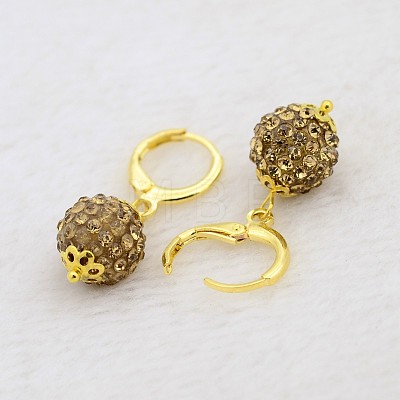 (Jewelry Parties Factory Sale)Dangling Round Ball Resin Rhinestone Earrings EJEW-J080-14G-1