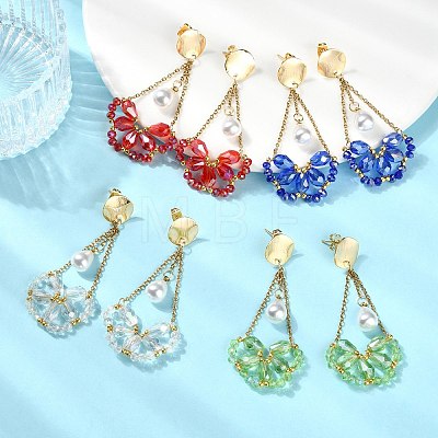 Electroplate Glass Dangle Earrings for Women EJEW-MZ00796-1