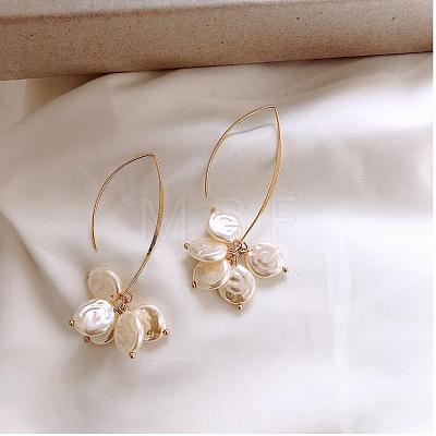 Alloy Pearl Bead Dangle Earrings FS-WG097D2-01-1