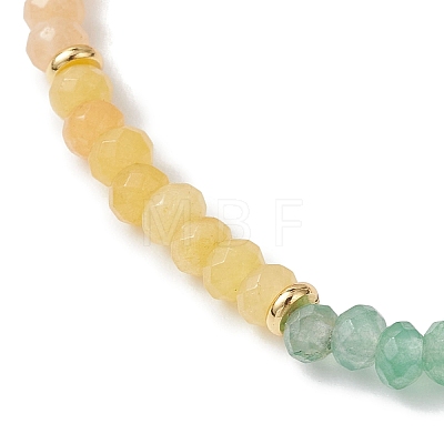 Chakra Dyed Natural Malaysia Jade Rondelle Beads Stretch Bracelets for Women BJEW-JB13043-1