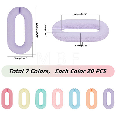   140Pcs 7 Colors Acrylic U-shaped Open Link Ring SACR-PH0001-04-1