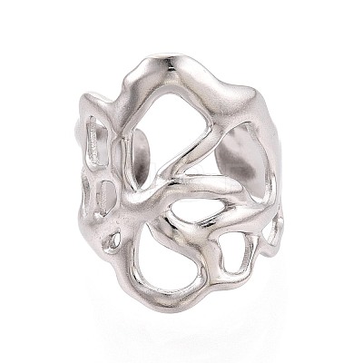 304 Stainless Steel Cuff Open Rings for Women RJEW-N052-19P-1