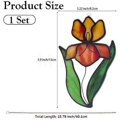Bird of Paradise Flower Stained Acrylic Pendant Decoration HJEW-WH20003-24B-1