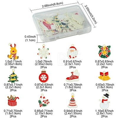 24Pcs 12 Styles Christmas Theme Spray Painted Alloy Enamel Pendants ENAM-FS0002-19P-1