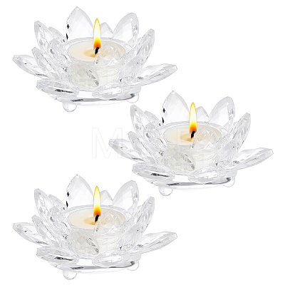 Lotus Shape Glass Candle Holder DJEW-WH0039-176A-1