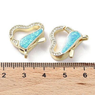 Rack Plating Brass Micro Pave Cubic Zirconia Lobster Claw Clasps KK-C041-03A-G-1