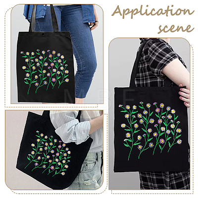 DIY Ethnic Style Embroidery Black Canvas Bags Kits DIY-WH0401-42A-1