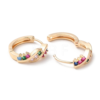 Rack Plating Brass Micro Pave Colorful Cubic Zirconia Hoop Earrings EJEW-P238-21KCG-1