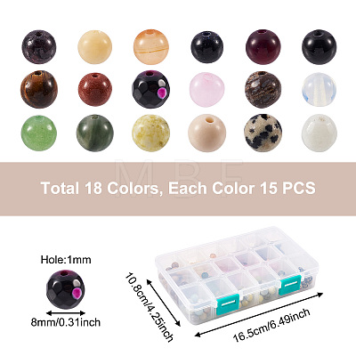 270Pcs 18 Colors Natural & Synthetic Gemstone Beads G-YS0001-09-1
