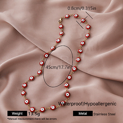 Vintage Style 304 Stainless Steel Enamel Evil Eye Link Chain Necklaces for Women VR8497-4-1