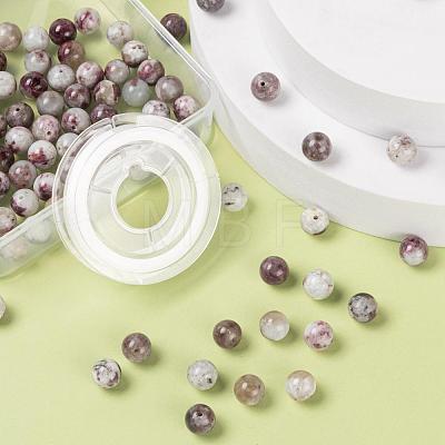 100Pcs 8mm Natural Purple Red Tourmaline Round Beads DIY-LS0002-09-1