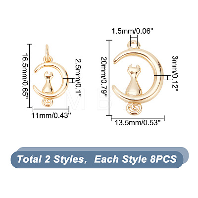 16Pcs 2 Style Brass Pendants KK-AR0003-19-1