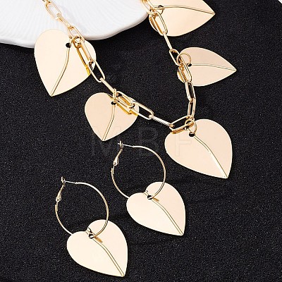 Alloy Heart Charm Necklaces & Hoop Earring Sets for Women WG0FBAA-01-1
