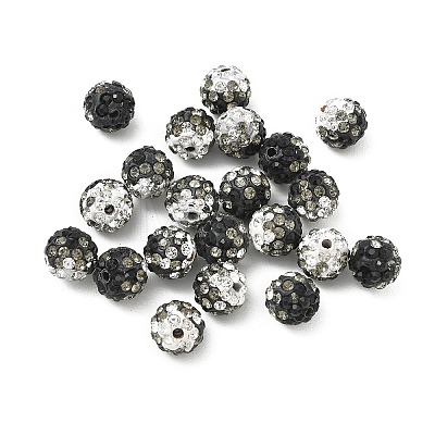 Handmade Polymer Clay Rhinestone Beads RB-CBAFAF8-01B-1