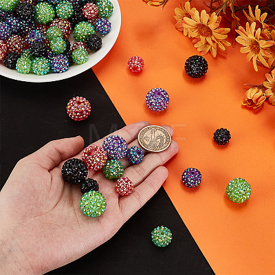 88Pcs 11 Style Resin Rhinestone Beads RESI-AR0001-40-1