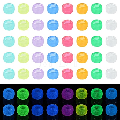 200Pcs 8 Colors Transparent & Luminous Plastic Beads KY-YW0001-87-1