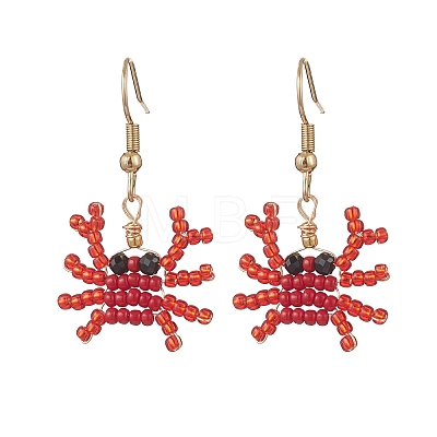 Crab Natural Black Spinel Dangle Stud Earrings EJEW-MZ00641-1