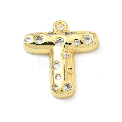Brass Micro Pave Clear Cubic Zirconia Pendants KK-I476-02G-T-1