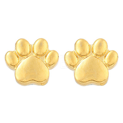 PVD Vacuum Plating 304 Stainless Steel Dog Paw Print Stud Earrings for Women EJEW-P212-15G-1