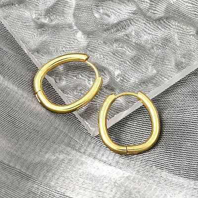 PVD Vacuum Plating 202 Stainless Steel Huggie Oval Hoop Earrings EJEW-H003-07G-06-1
