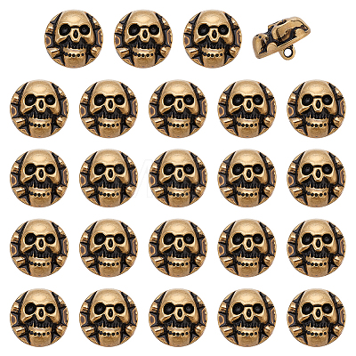 24Pcs 1-Hole Alloy Shank Buttons BUTT-PH0001-81AG-1