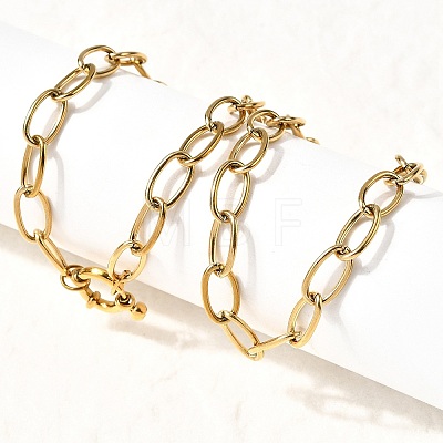 304 Stainless Steel Cable Chain Necklaces with Spring Ring Clasps for Women NJEW-Z091-09G-1