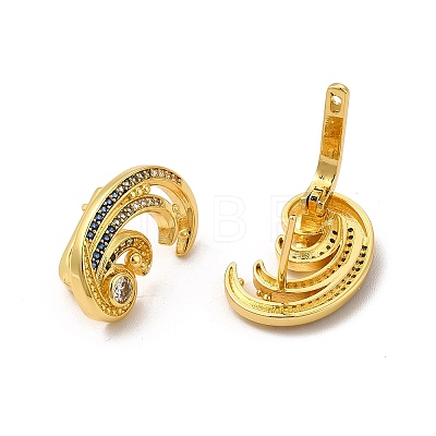 Rack Plating Brass Micro Pave Cubic Zirconia Stud Earrings EJEW-P221-50G-1