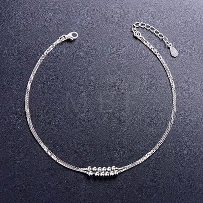 SHEGRACE Rhodium Plated 925 Sterling Silver Double Layered Anklet JA55A-1