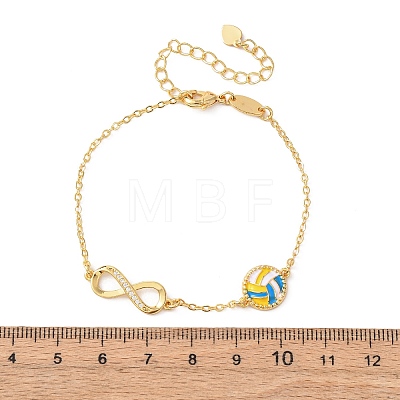 Sports Brass Micro Pave Cubic Zirconia Infinity Link Bracelets LS-BJEW-D386-01B-G-1
