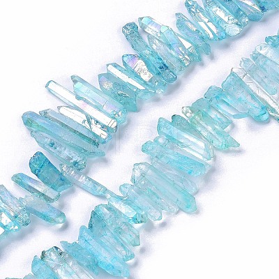 Electroplated Natural Crackle Quartz Crystal Dyed Beads Strands G-I345-05D-1