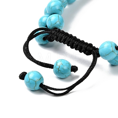 Round Synthetic Turquoise(Dyed) & Mixed Stone Braided Bead Bracelet for Girl Wome BJEW-JB06961-03-1