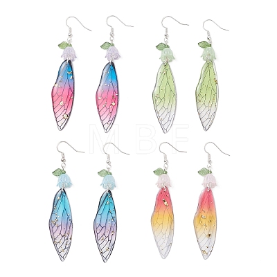 4 Pairs Brass Wing Dangle Earrings EJEW-TA00695-1