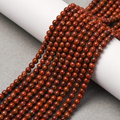 Natural Red Jasper Round Bead Strands G-A130-3mm-08-01-1