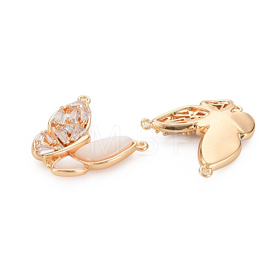 Brass Clear Cubic Zirconia Connector Charms KK-S364-257-1