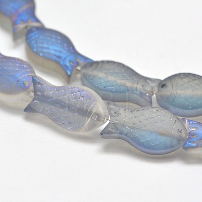 Frosted Electroplate Glass Fish Beads Strands X-EGLA-M001-D04-1